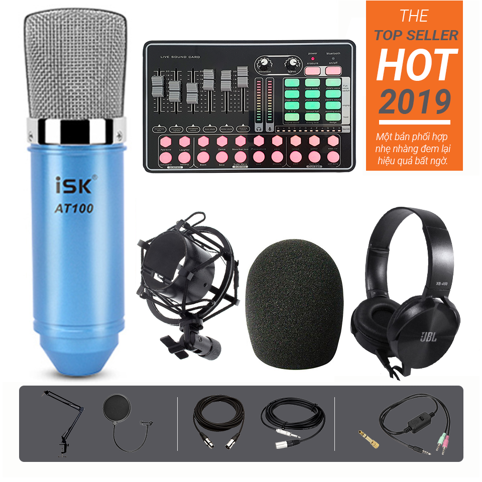 Bộ thu âm livestream tại nhà ISK AT100 kết hợp soundcard H9 bluetooth ấn tượng
