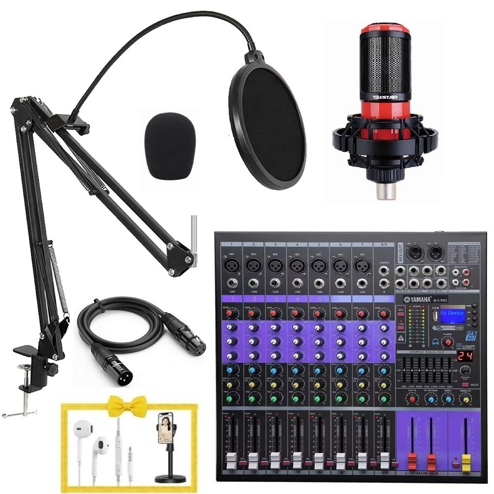 Combo mic PC-K320 kết hợp Mixer M11pro chuyên hát karaoke livestream tại nhà cực hay