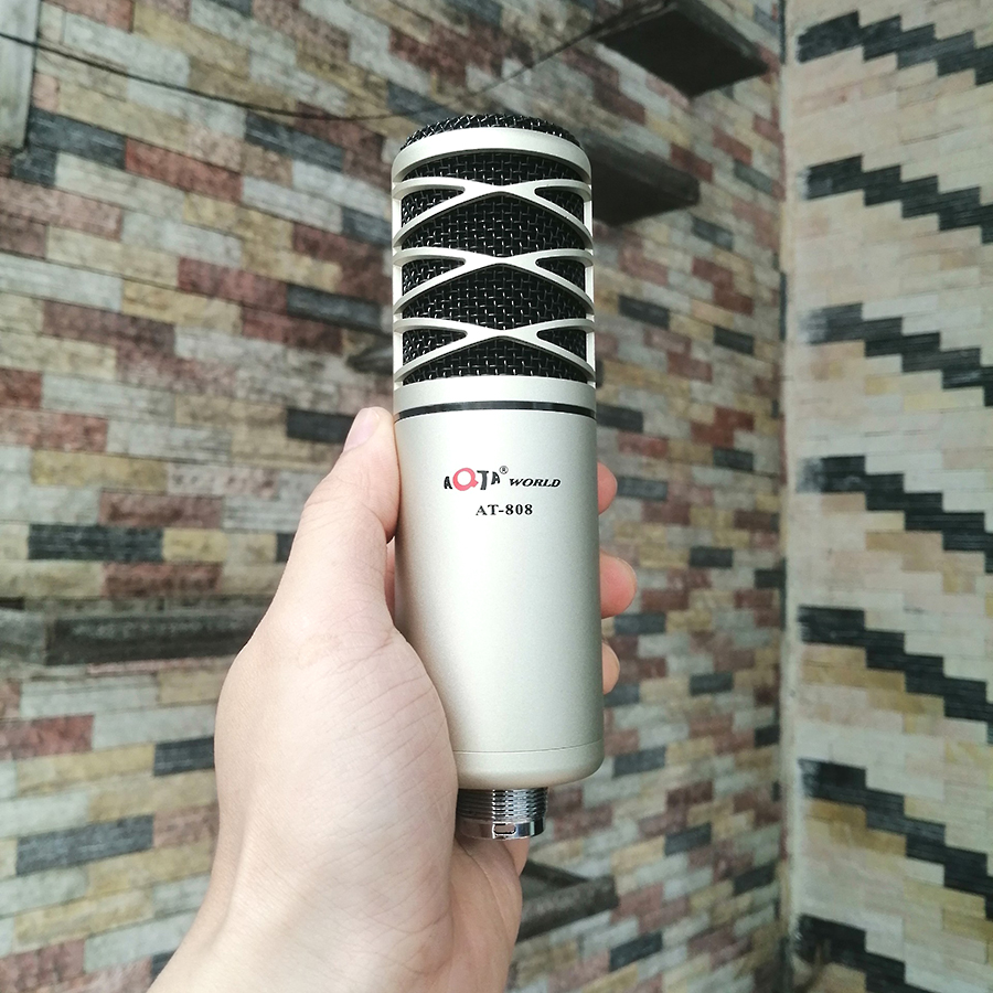 Combo mic thu âm AT-808 và Soundcard K500 tặng kèm tai nghe và giá đỡ cho điện thoại