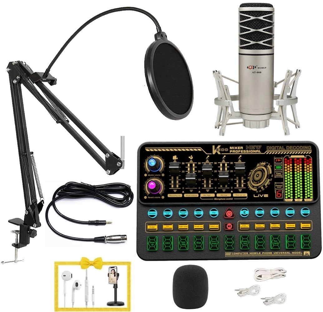 bộ mic hát livestream tốt nhất AT-808 và Soundcard K500