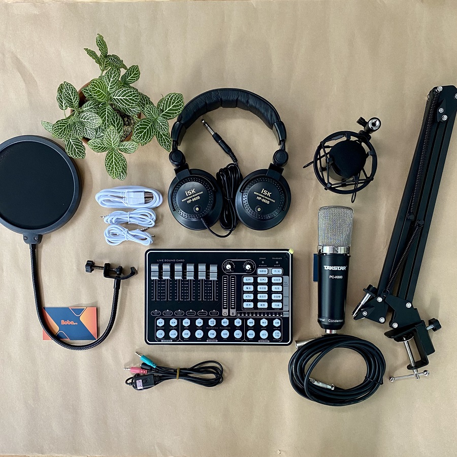 Combo micro thu âm Takstar PC K600 cùng Soundcard H9 Bluetooth - Tặng tai nghe ISK 960B