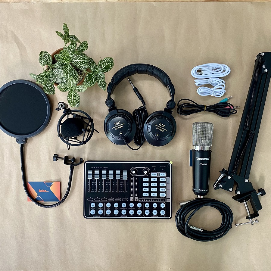 Combo micro thu âm Takstar PC K600 cùng Soundcard H9 Bluetooth - Tặng tai nghe ISK 960B