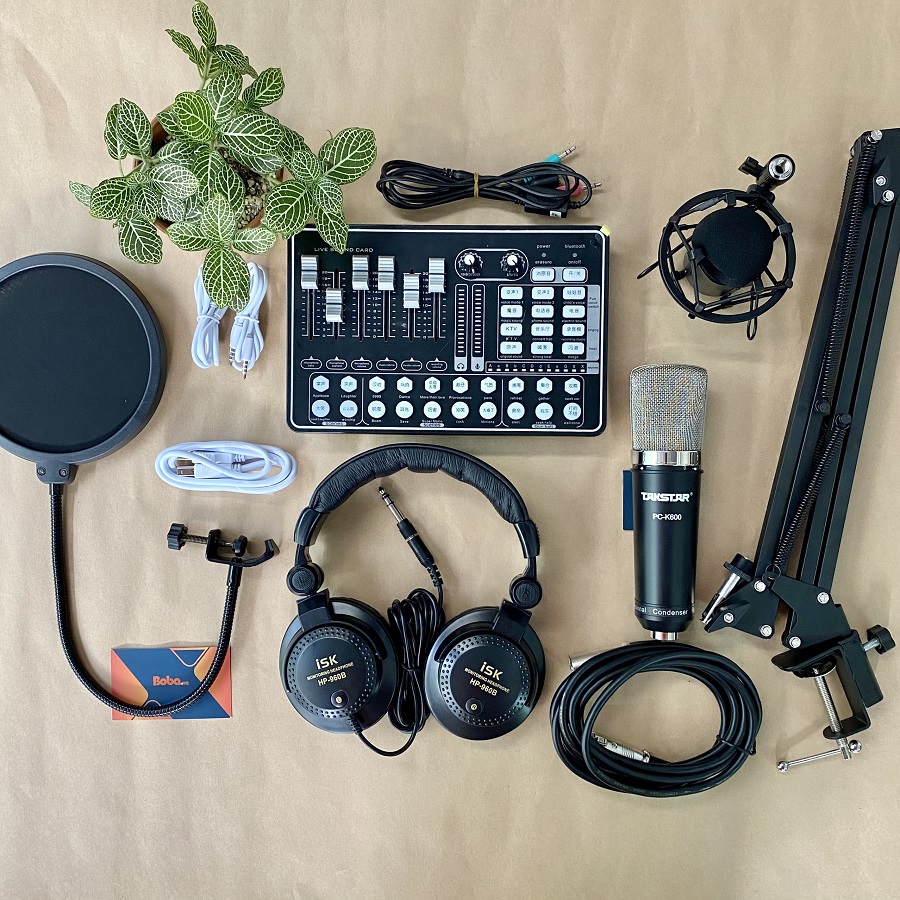 Combo micro thu âm Takstar PC K600 cùng Soundcard H9 Bluetooth - Tặng tai nghe ISK 960B