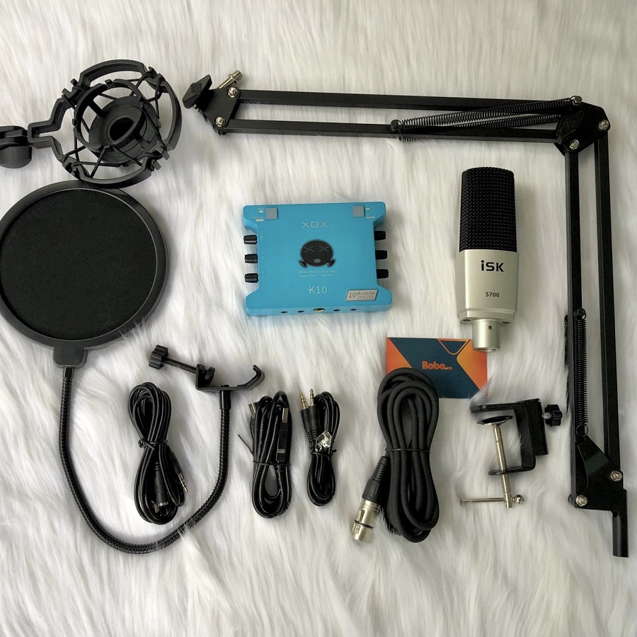 Combo thu âm XOX K10 với mic ISK S700 đáng mua nhất cuối năm 2023 Tặng kèm tai nghe và giá đỡ điện thoại