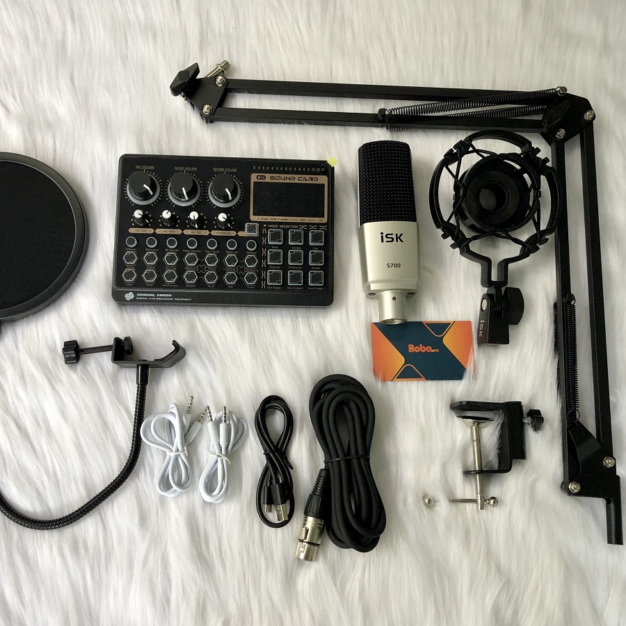 Combo soundcard X6  Mic thu âm S700 giá kẹp màn lọc.