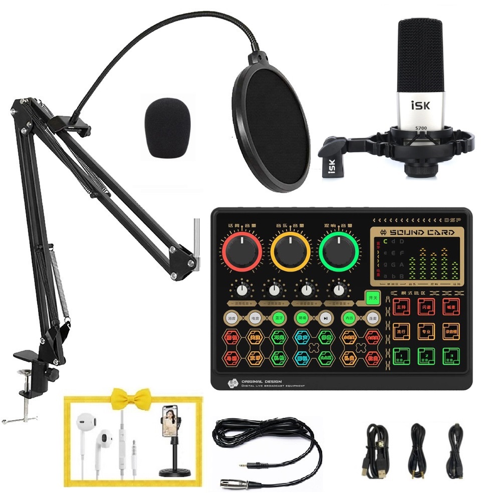 Combo soundcard X6  Mic thu âm S700 giá kẹp màn lọc.