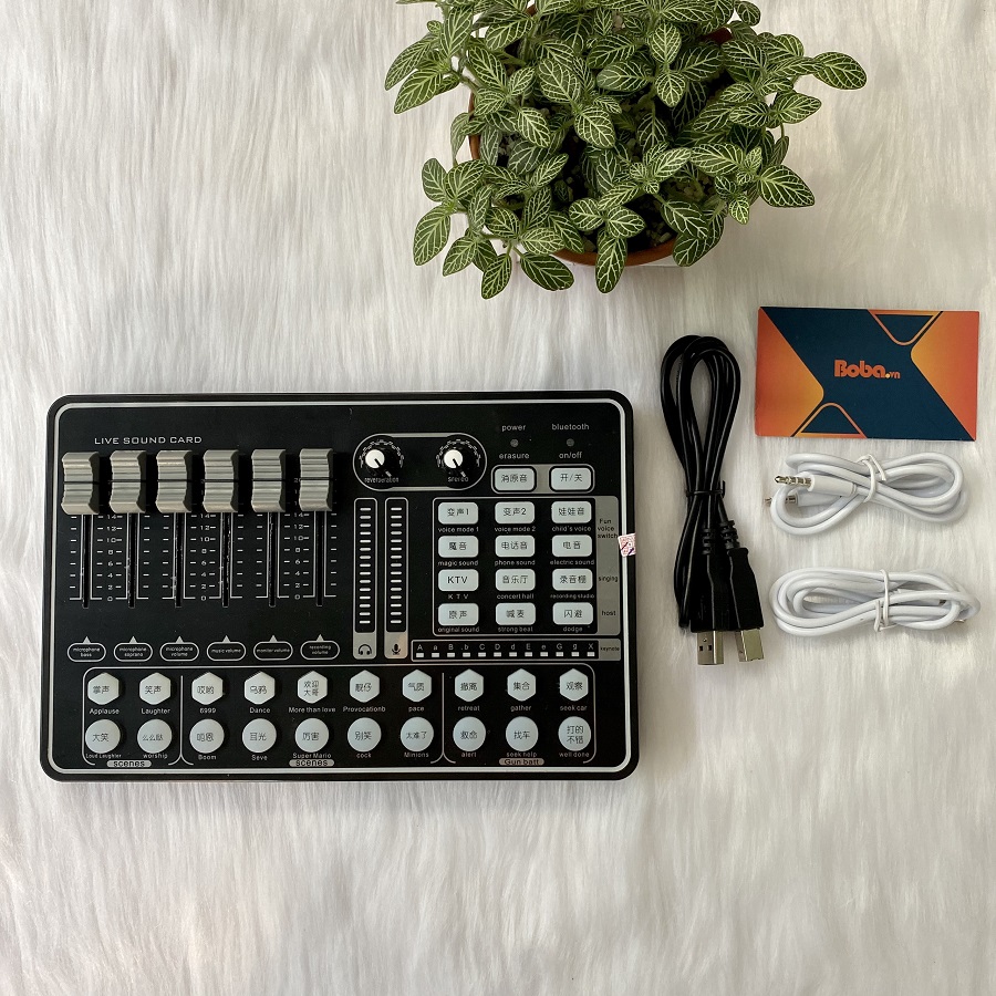 Soundcard thu âm livestream MKAI H9 - Có Bluetooth Auto Tune Pin Sạc