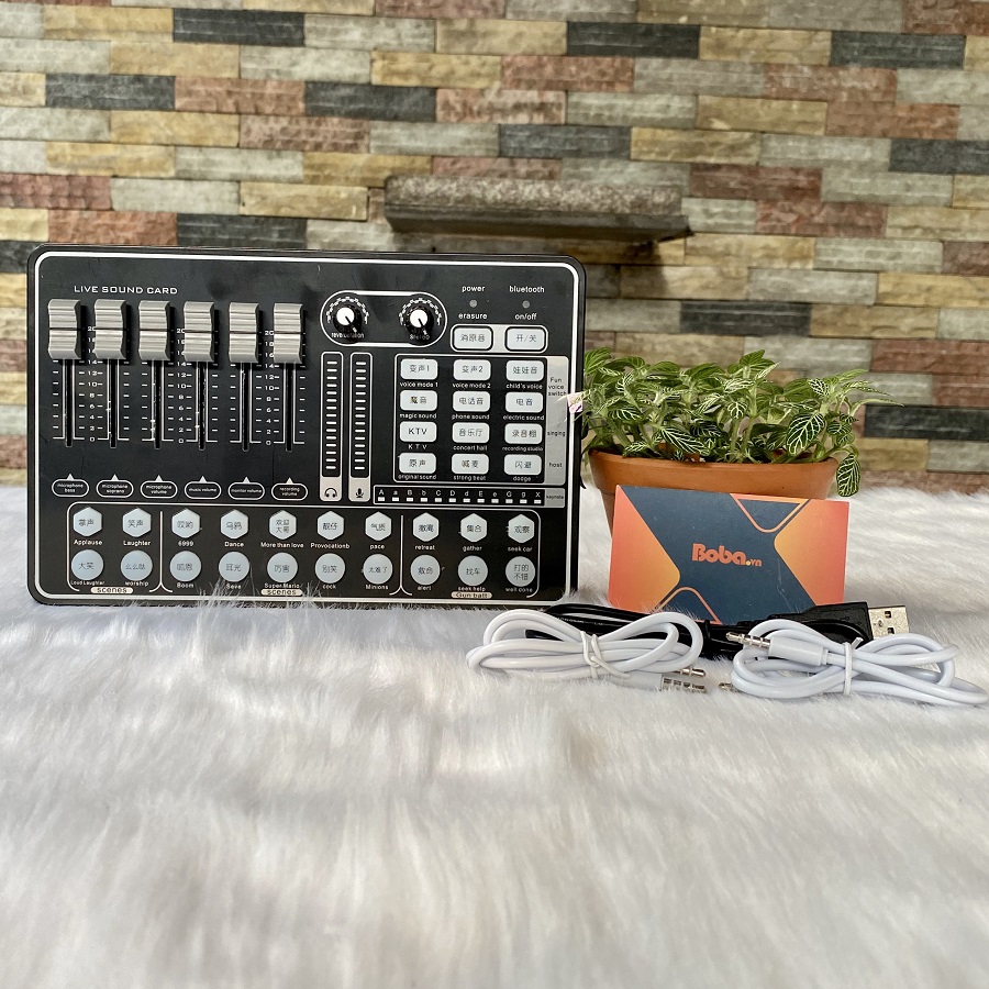 Soundcard thu âm livestream MKAI H9 - Có Bluetooth Auto Tune Pin Sạc