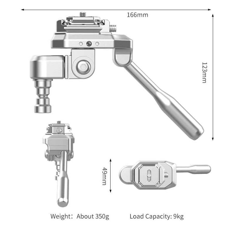 Đầu xoay nghiêng cuộn 3 chiều cao cấp với khả năng chịu tải 3kg