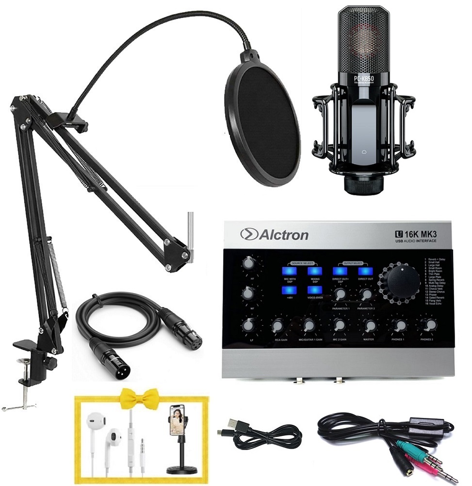 Bộ micro chuyên nghiệp phòng thu PC K850 Alctron U16K MK3 Phụ kiện chân màn kẹp Full