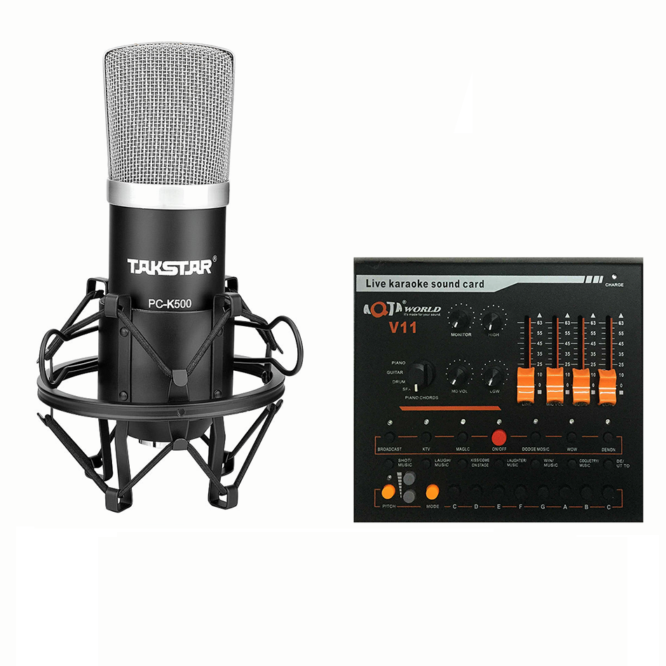 Bộ thu âm Livestream PC K500 với Soundcard V11 Chân màn kẹp