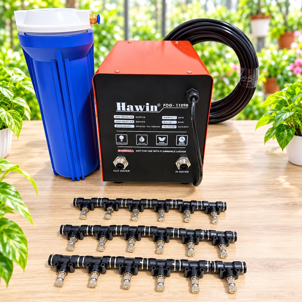 Bộ phun sương mịn 20 đầu Hawin FOG-1109H kèm 20m dây