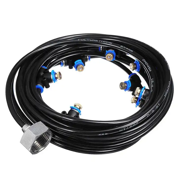 Bộ kit tưới phun 10 đầu béc đồng DN64 làm mát quán cafe lắp quạt