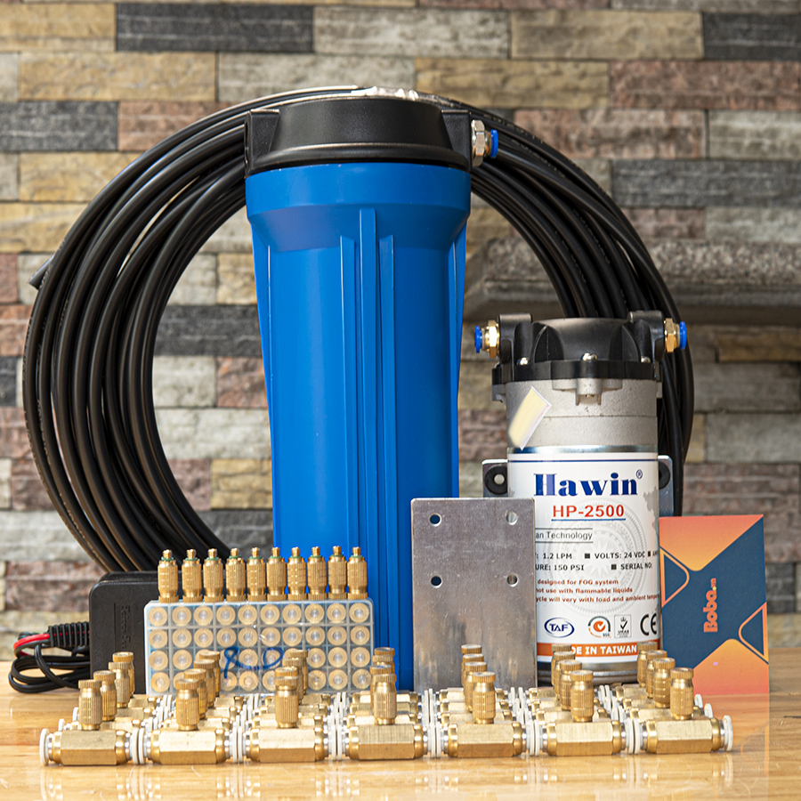 Hệ thống phun sương Hawin HP-2500 trọn bộ 20 béc làm mát quán cafe sân vườn phun tưới lan