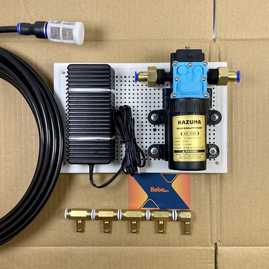 Bộ phun sương 5 béc đồng bơm KAZUMA 40W