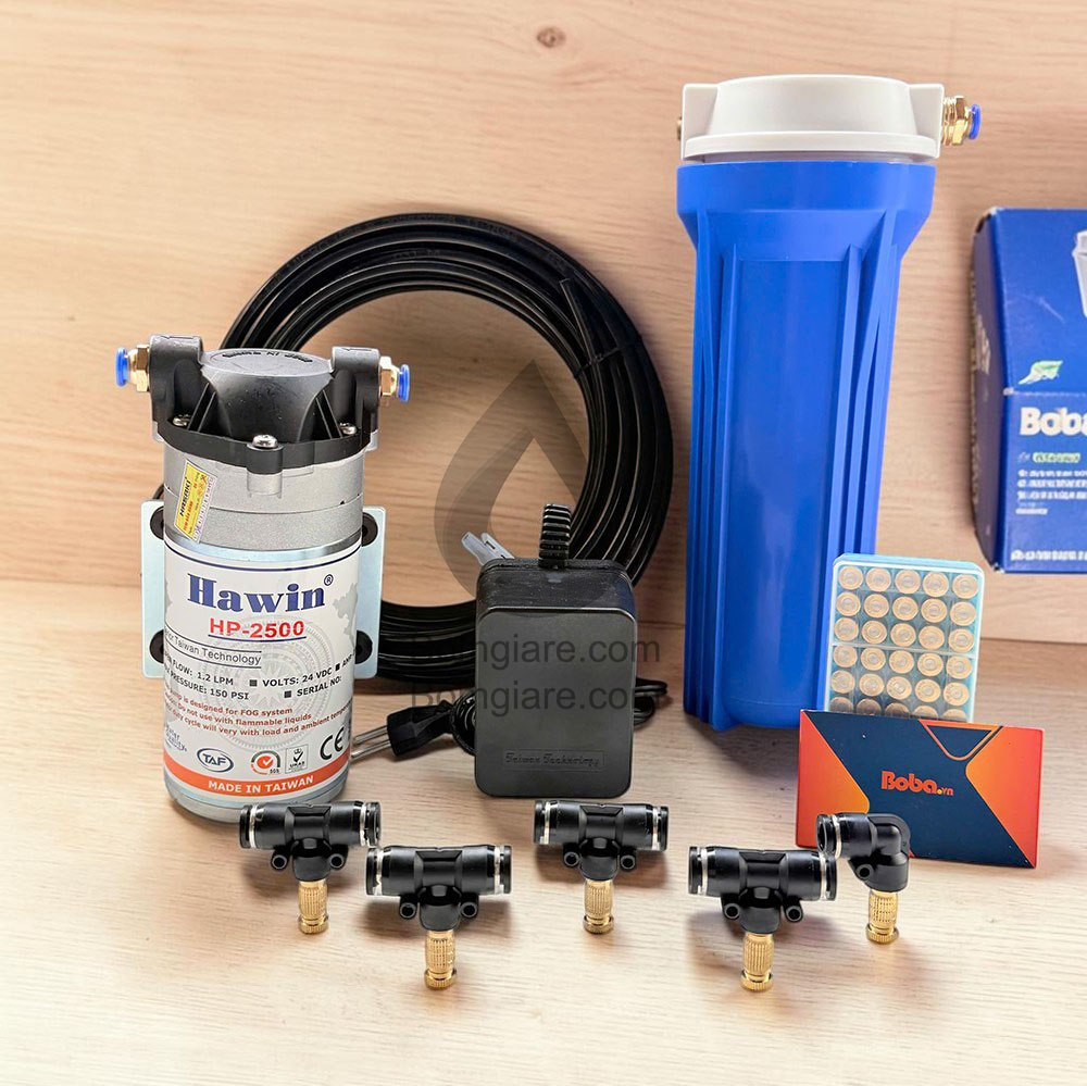 Bộ phun sương làm mát quán cafe Hawin HP-2500 trọn bộ 10 béc