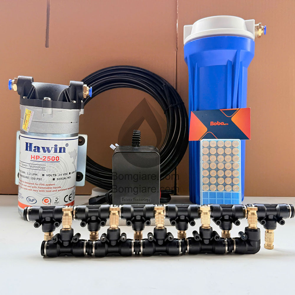 Bộ phun sương làm mát quán cafe Hawin HP-2500 trọn bộ 10 béc