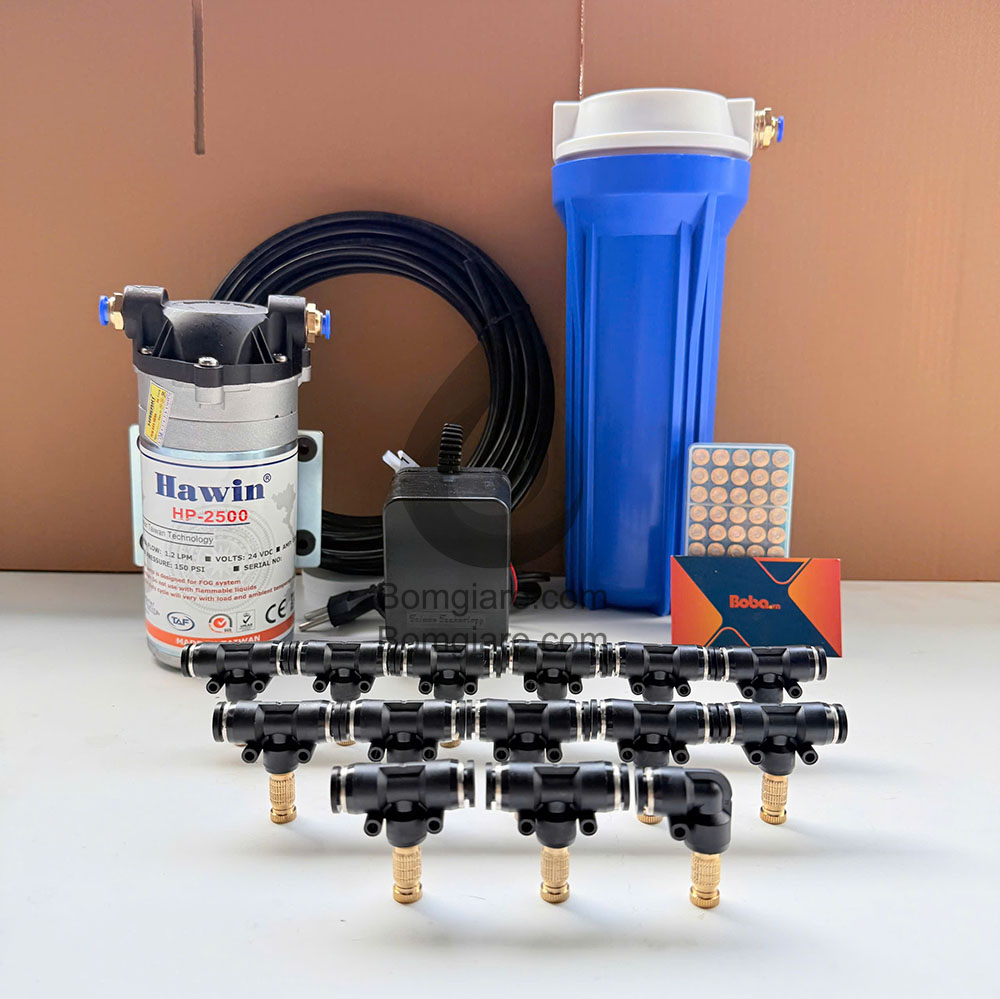 Bộ phun sương làm mát quán cafe Hawin HP-2500 trọn bộ 10 béc