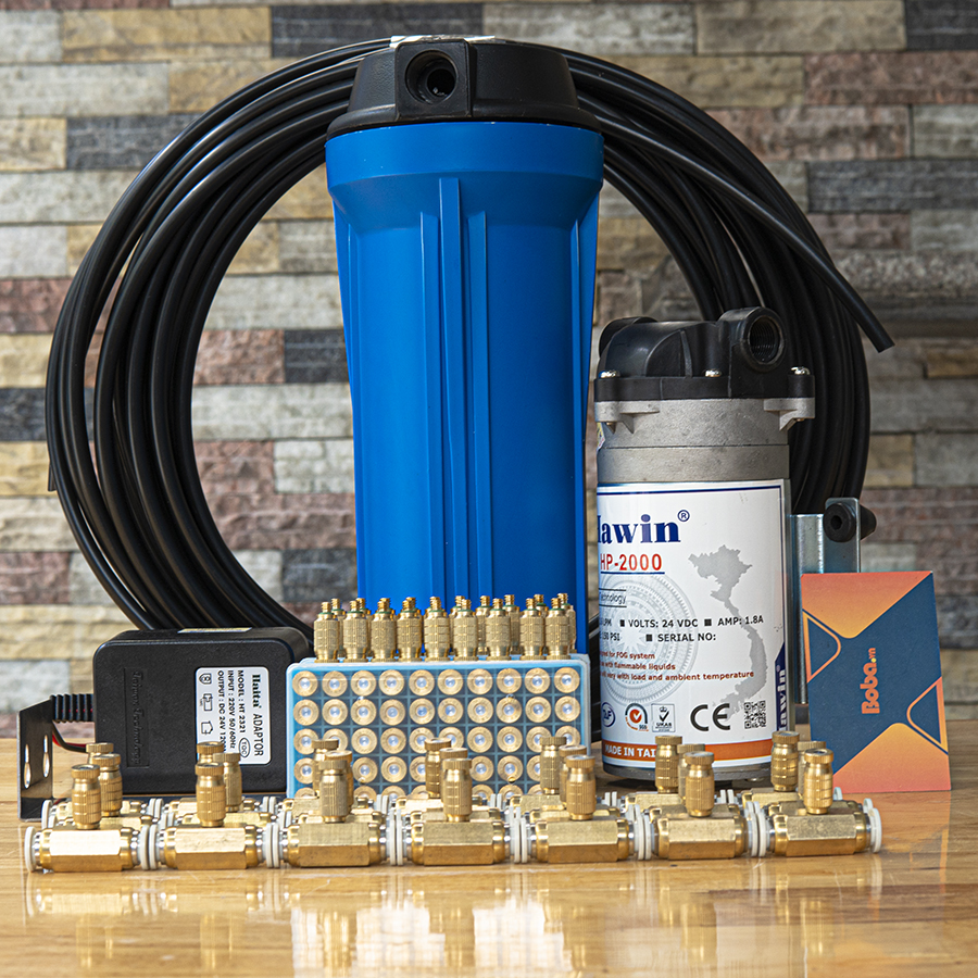 Hệ thống phun sương làm mát Hawin-2000 trọn bộ 45 béc có 50M dây