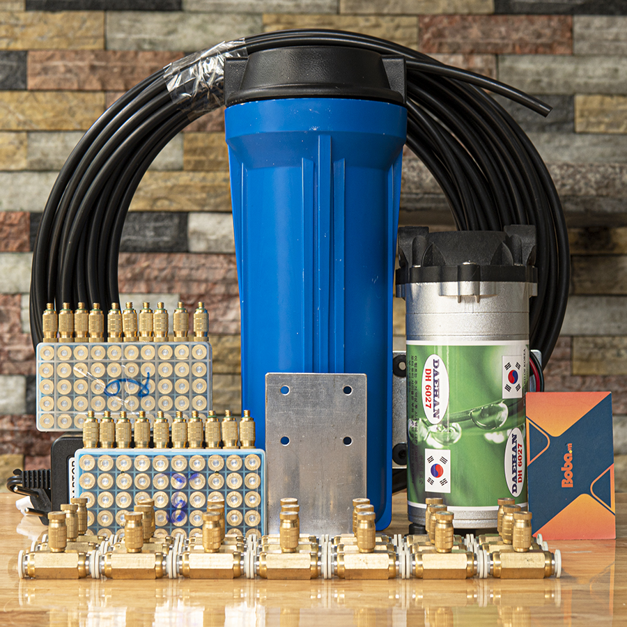 Bộ phun sương làm mát nhà mát quán cafe phun tưới lan Daehan DH-6027 trọn bộ 20 béc