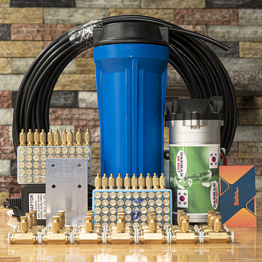 Bộ phun sương làm mát nhà mát quán cafe phun tưới lan Daehan DH-6027 trọn bộ 20 béc