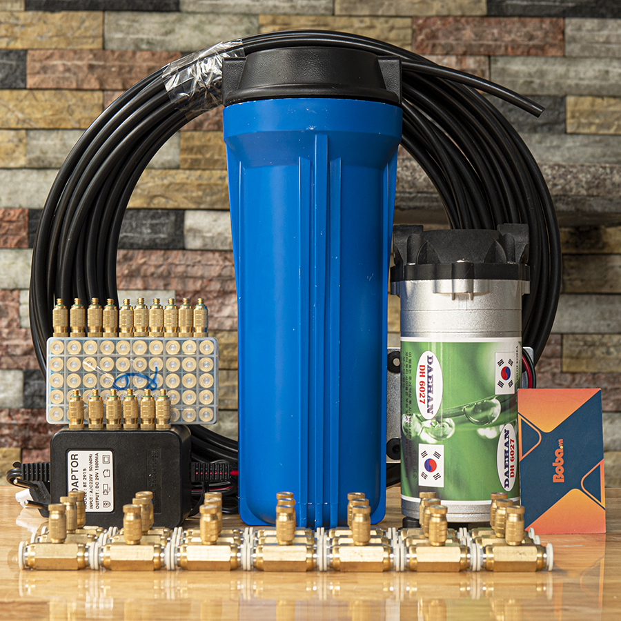 Bộ phun sương làm mát nhà mát quán cafe phun tưới lan Daehan DH-6027 trọn bộ 20 béc