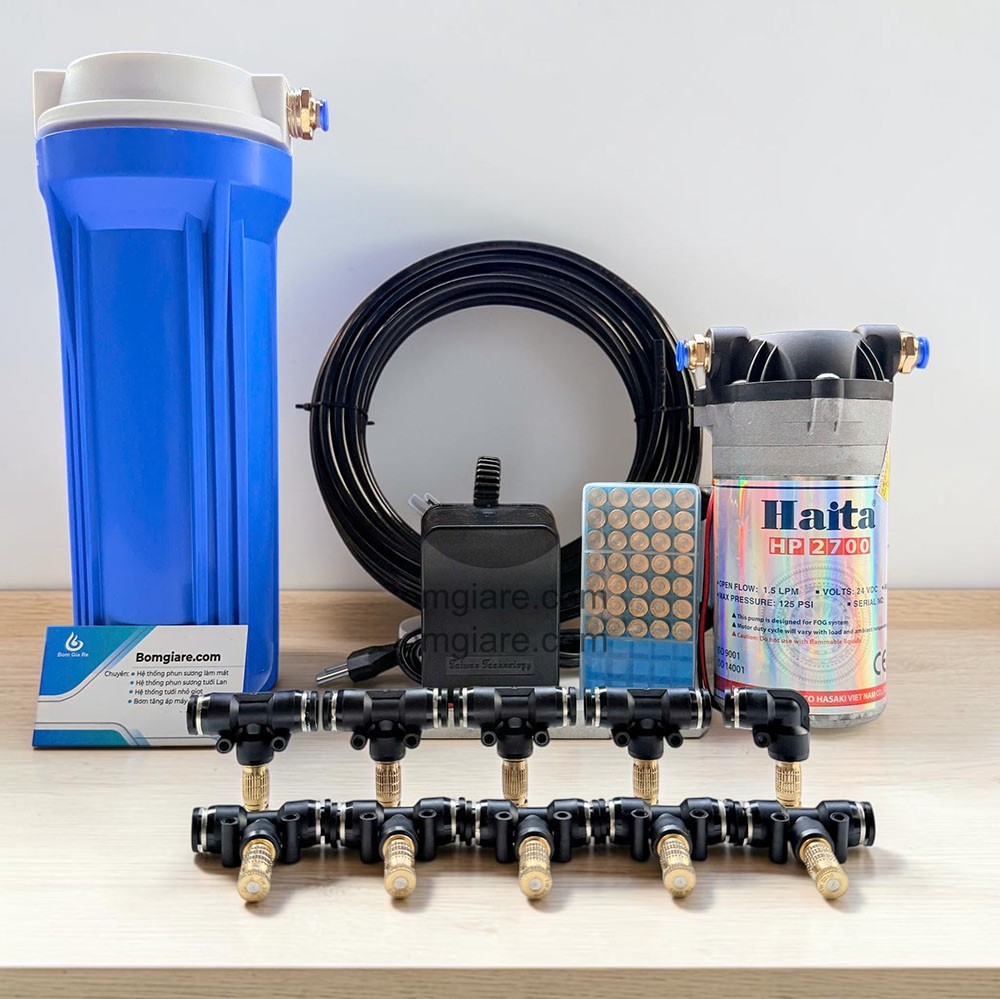 Lắp đặt dàn phun sương làm mát 5 béc