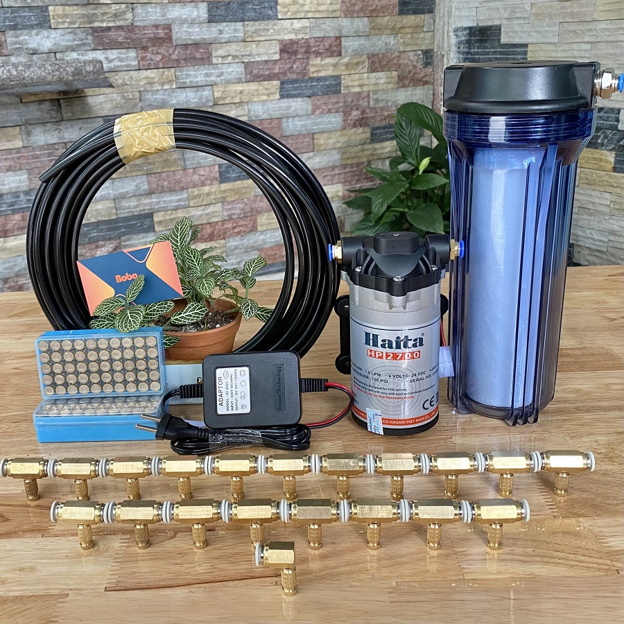 Trọn bộ phun sương 10 vòi phun mịn dùng cho quán cafe  quán ăn làm mát hiệu quả