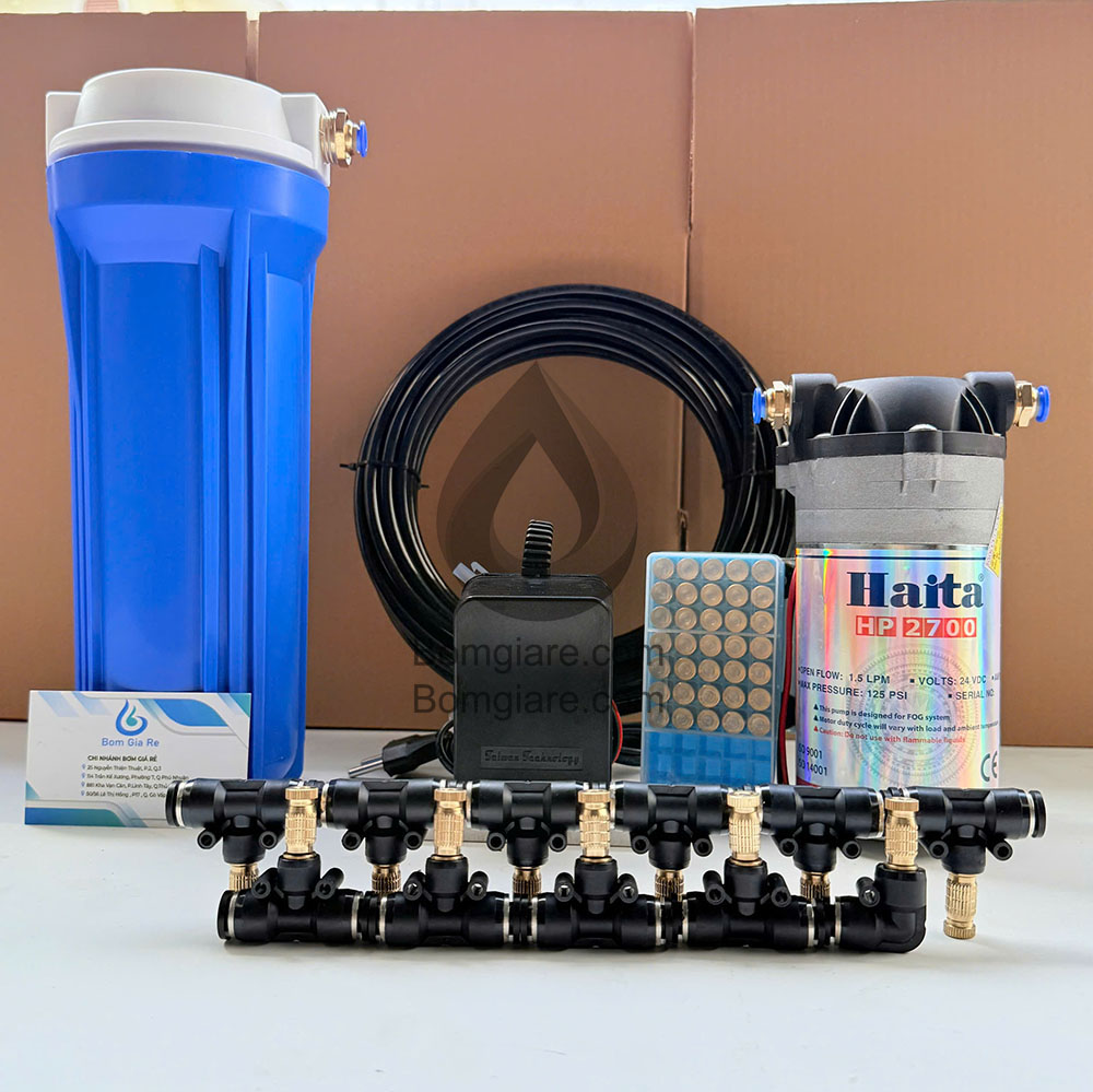 Trọn bộ phun sương 10 vòi phun mịn dùng cho quán cafe  quán ăn làm mát hiệu quả