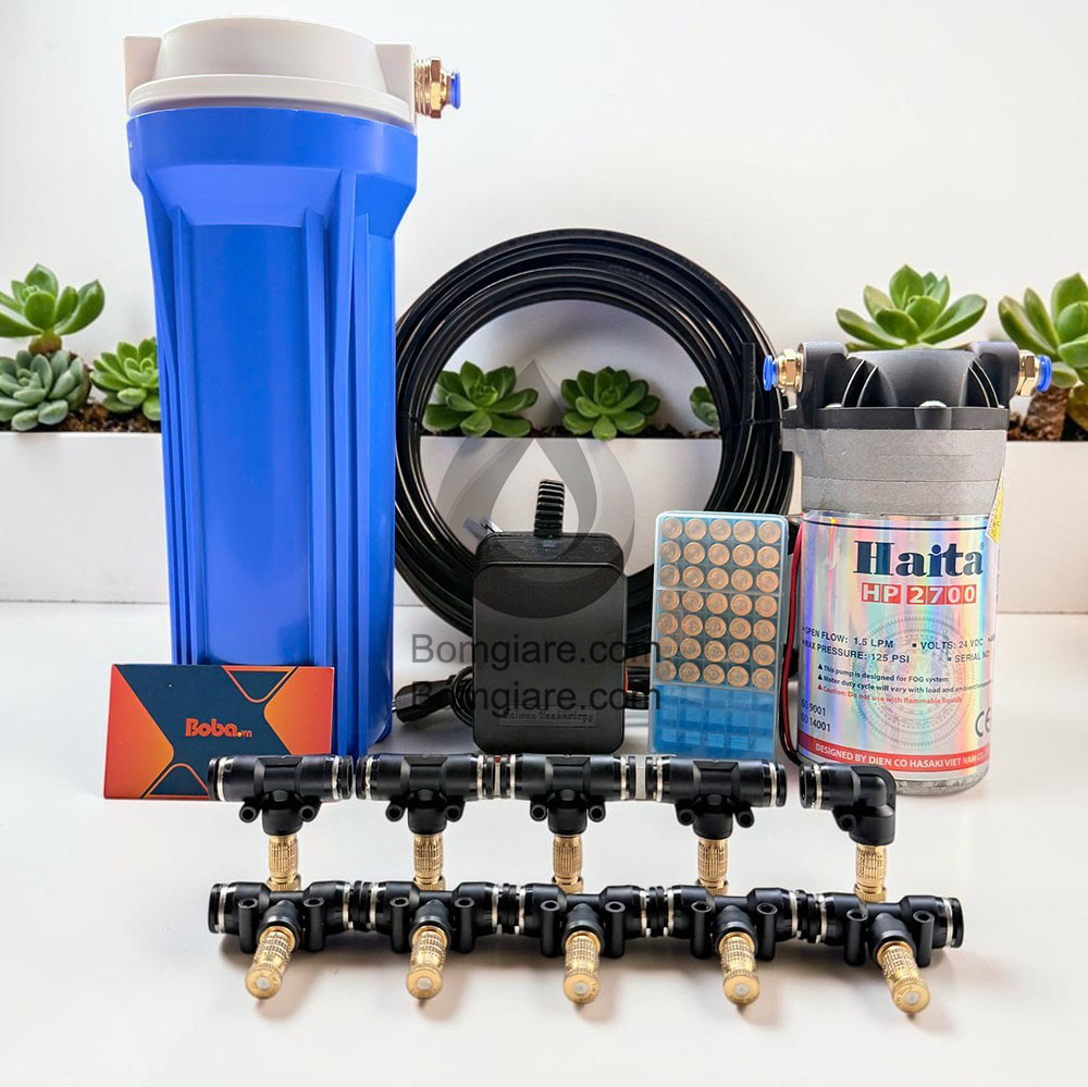 Trọn bộ phun sương 10 vòi phun mịn dùng cho quán cafe  quán ăn làm mát hiệu quả