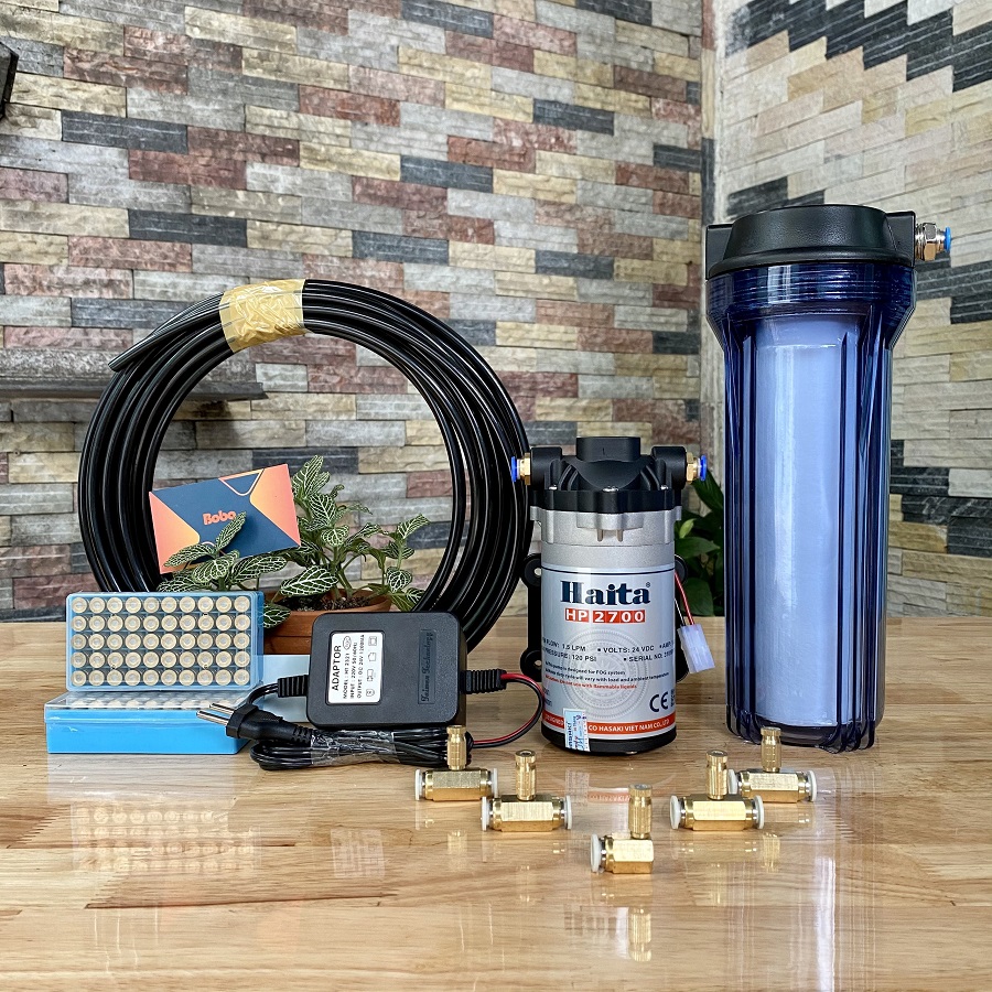 Trọn bộ phun sương 10 vòi phun mịn dùng cho quán cafe  quán ăn làm mát hiệu quả