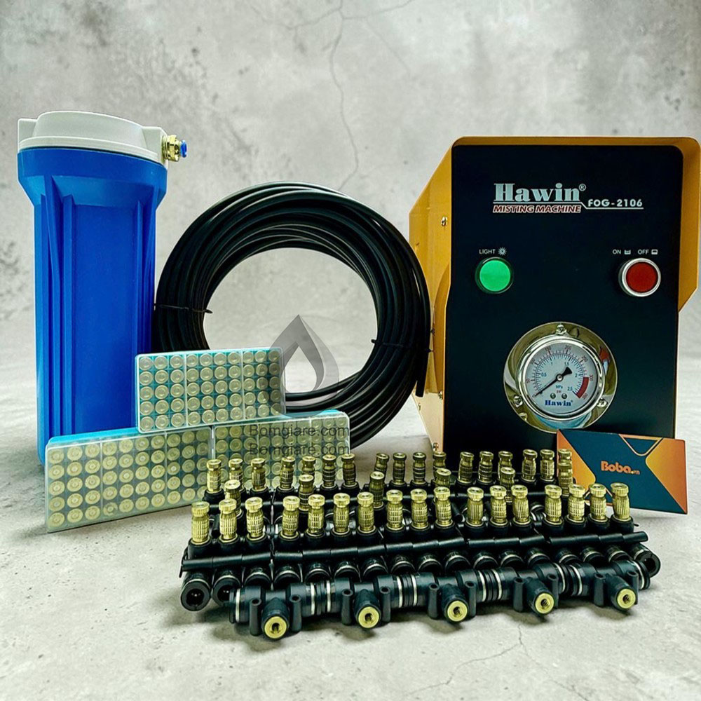 làm mát nhà xưởng bằng Bơm Hawin FOG 2106 cao cấp 50 béc phun
