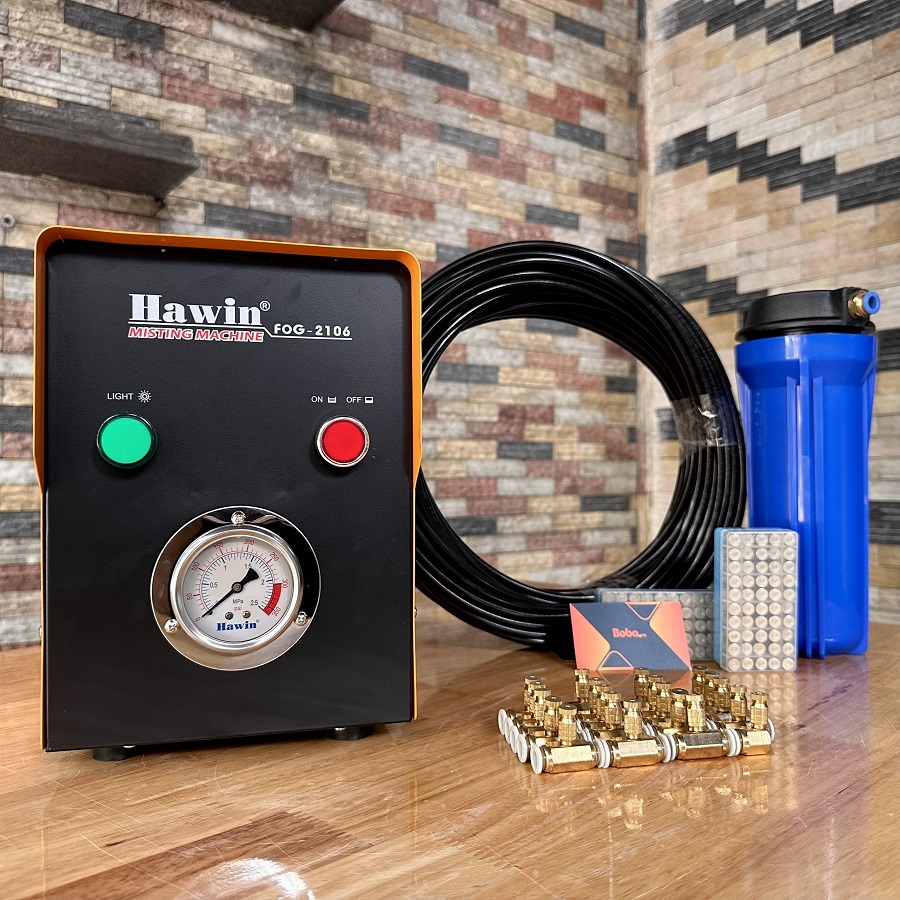 Bộ phun sương làm mát cao cấp 50 đầu phun - Bơm Hawin FOG 2106