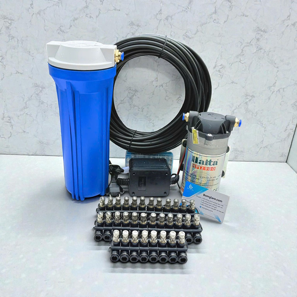 Hệ thống phun sương làm mát trong nhà quán cafe phun tưới lan Haita HP 2900 trọn bộ 20 béc