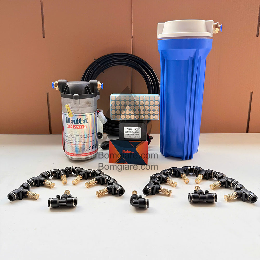 Hệ thống phun sương làm mát trong nhà quán cafe phun tưới lan Haita HP 2900 trọn bộ 20 béc