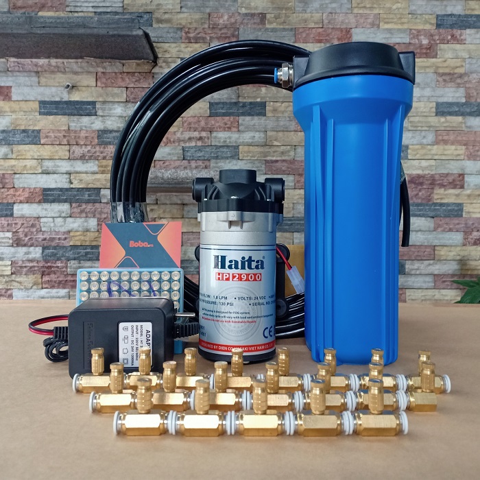 Hệ thống phun sương làm mát trong nhà quán cafe phun tưới lan Haita HP 2900 trọn bộ 20 béc
