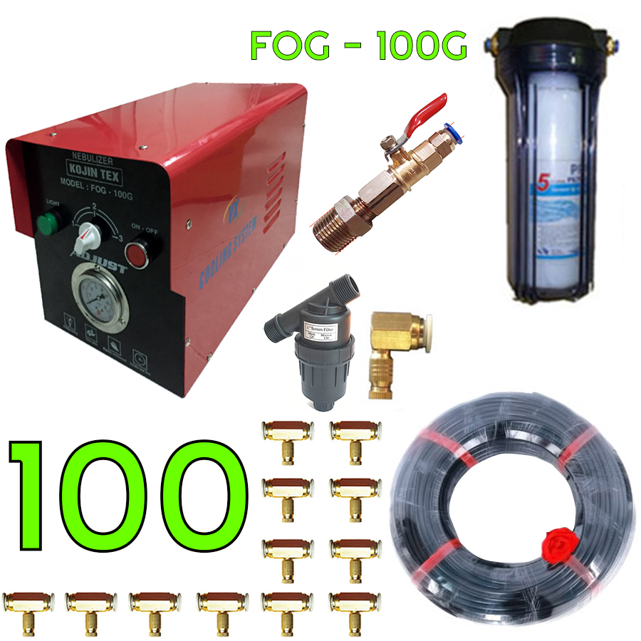 Dàn phun sương công suất lơn 100 béc  - Kojin Tex 100G cốc lọc rác 120M dây