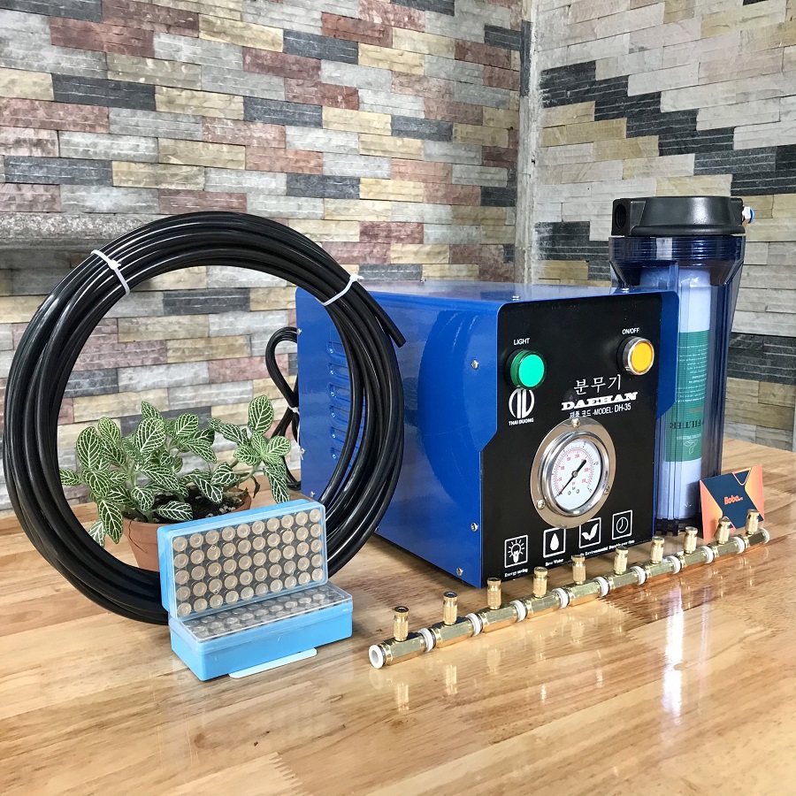 Bơm phun sương làm mát nhà quán cafe Daehan DH-35 trọn bộ 35 béc phun