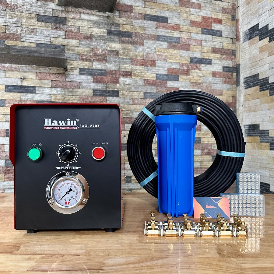 Trọn bộ phun sương làm mát 60 béc - Hawin FOG 2703 có 60m dây