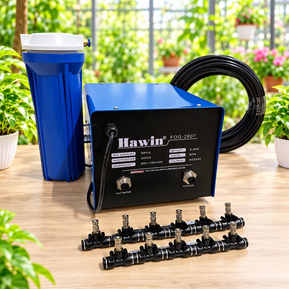 Trọn bộ phun sương làm mát 15 béc Hawin FOG 2708
