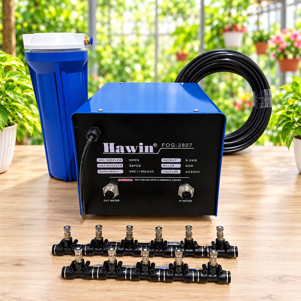 Trọn bộ phun sương làm mát 15 béc Hawin FOG 2708