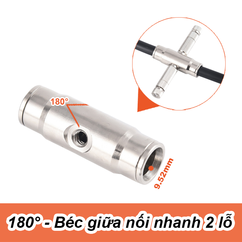 Đế giữa phun sương 2 lỗ 180° cao áp 9.52mm