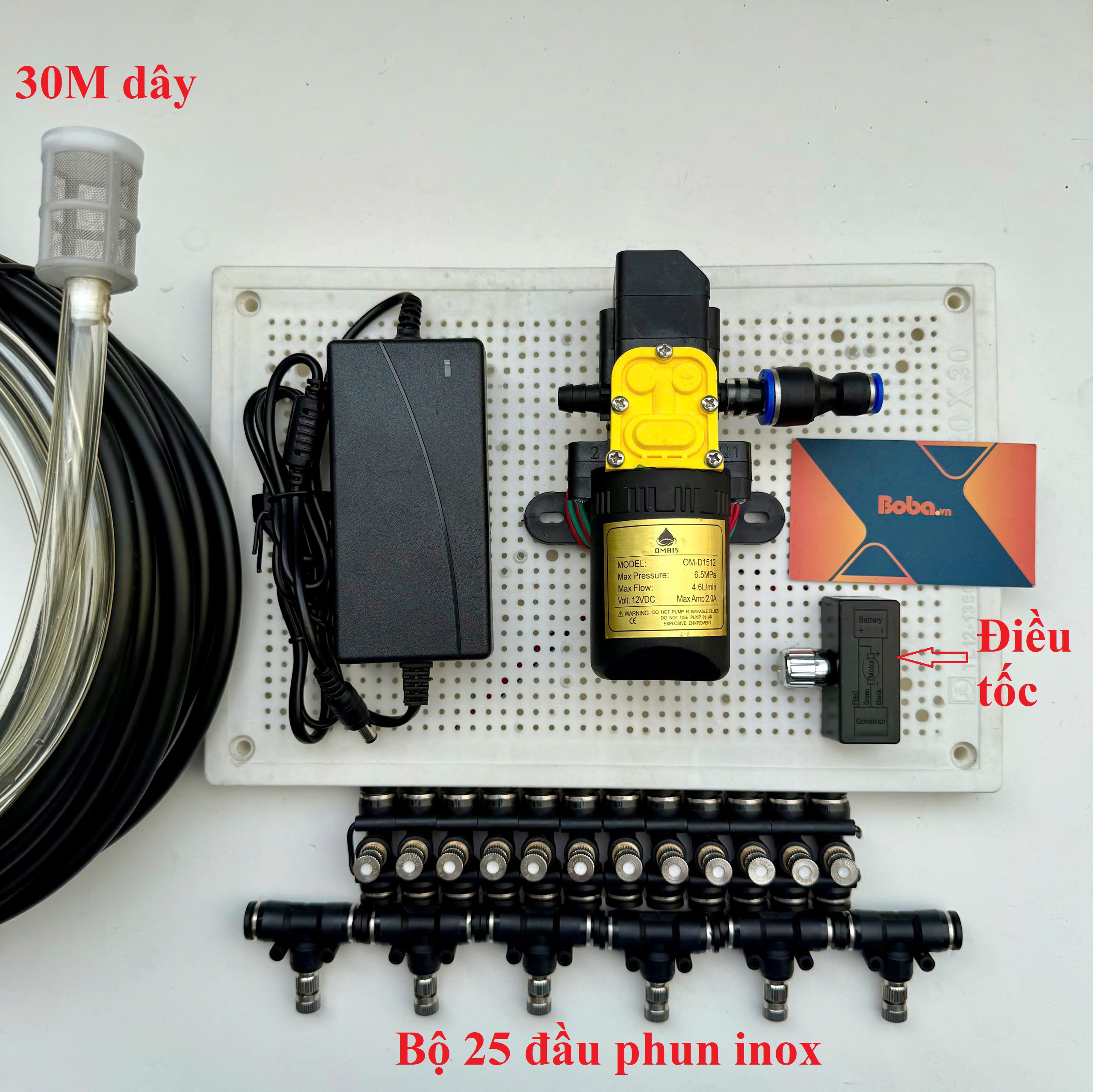 Bộ phun sương 25 béc đồng bơm OM1521