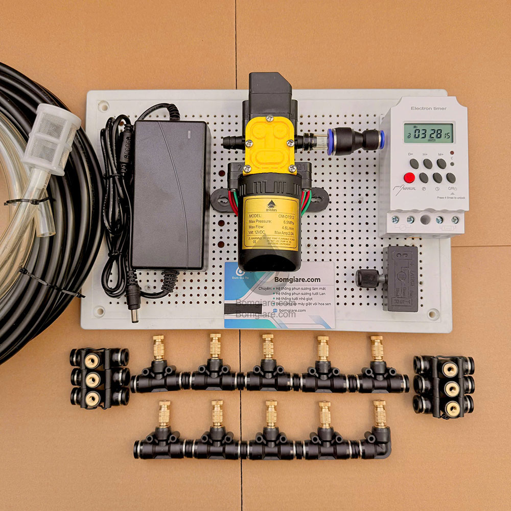 Bộ Phun Sương Tự Động 20 Đầu Phun OM1521 Có Timer Hẹn Giờ – Làm Mát Tưới Cây Hiệu Quả