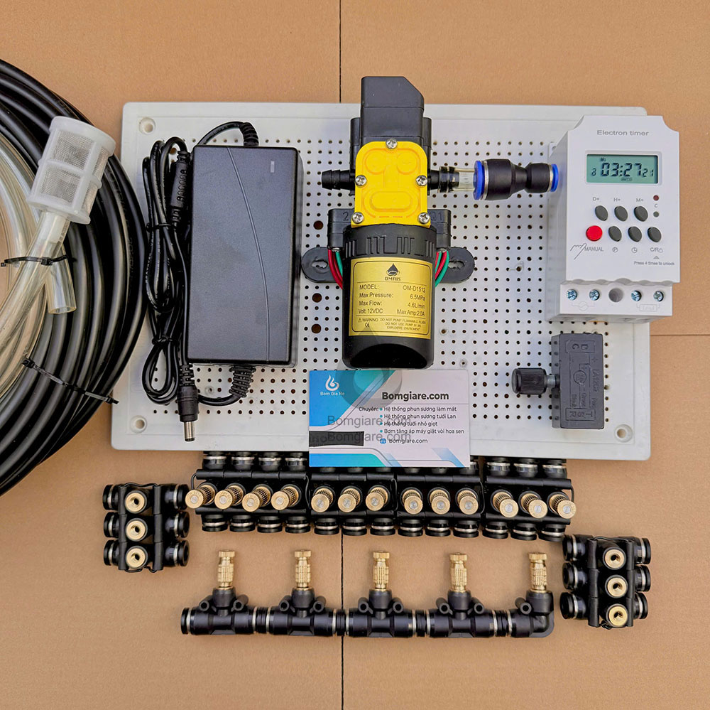 Bộ Phun Sương Tự Động 20 Đầu Phun OM1521 Có Timer Hẹn Giờ – Làm Mát Tưới Cây Hiệu Quả