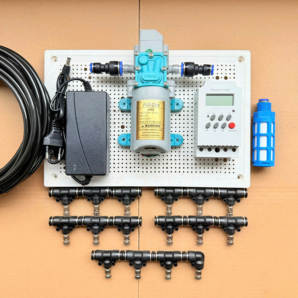 Bộ phun sương tự động 25 béc bơm OM1521  timer hẹn giờ