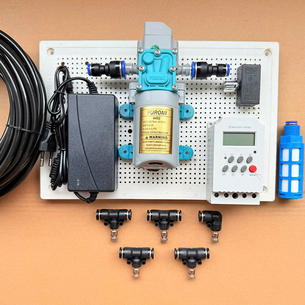Bộ Phun Sương Tự Động 5 Béc Phun - Bơm OM1521 - Kèm Timer Hẹn Giờ Thông Minh