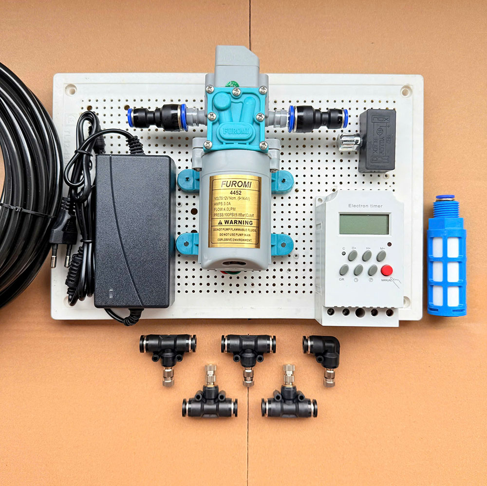 Bộ Phun Sương Tự Động 5 Béc Phun - Bơm OM1521 - Kèm Timer Hẹn Giờ Thông Minh