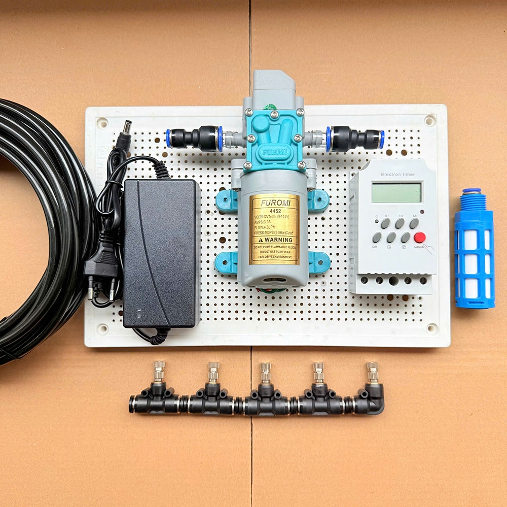 Bộ Phun Sương Tự Động 5 Béc Phun - Bơm OM1521 - Kèm Timer Hẹn Giờ Thông Minh