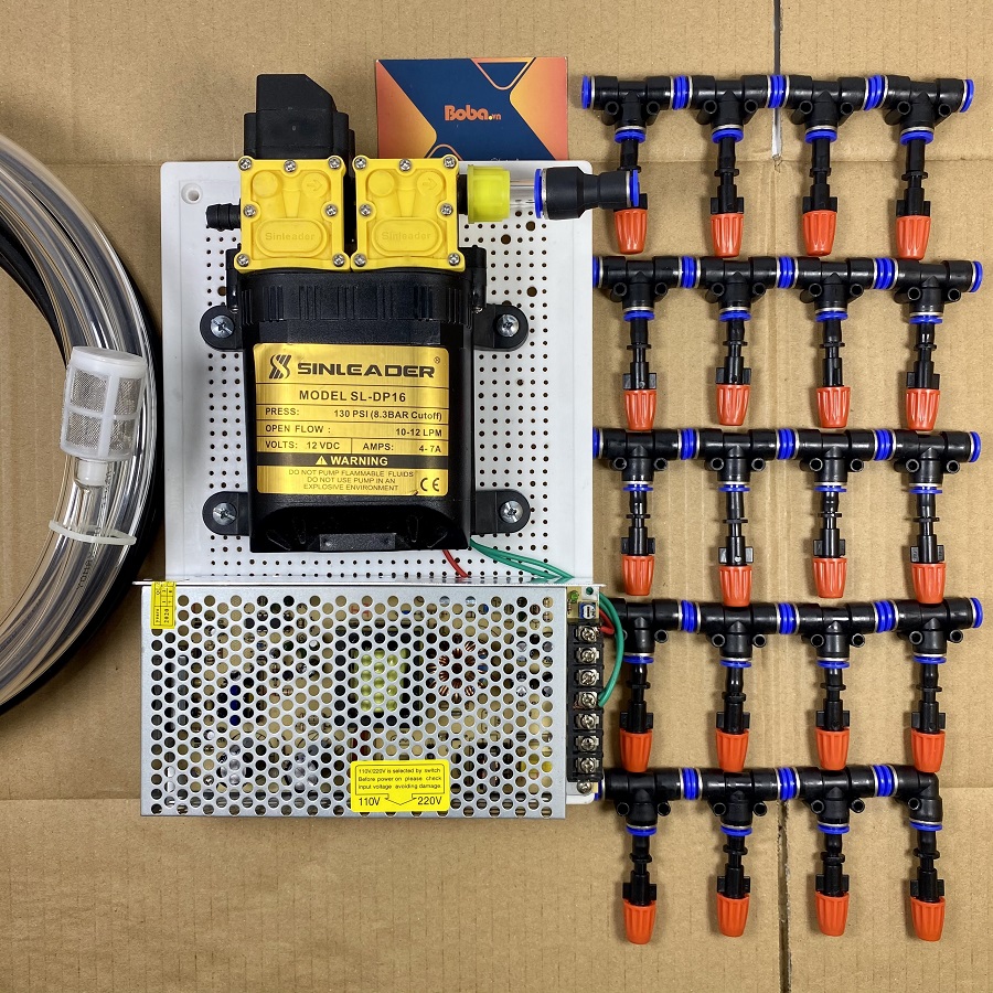 Bộ phun sương tưới vườn Lan 25 béc  1 hướng nhựa